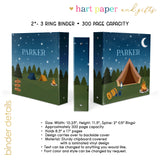 Camping Summer Camp Personalized 2" 3 Ring Binder