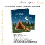 Camping Summer Camp Personalized Notebook or Sketchbook