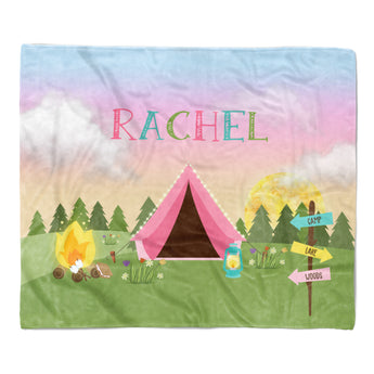 Camping Summer Camp Minky Blanket Personalized Custom