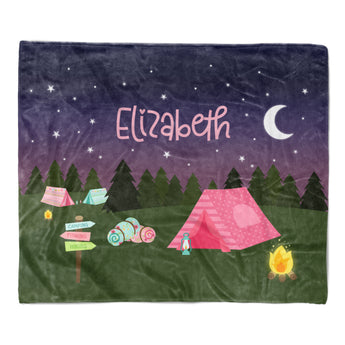 Camping Summer Camp Minky Blanket Personalized Custom