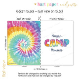 Rainbow Tie Dye Camping Camp Personalized 2-Pocket Folder