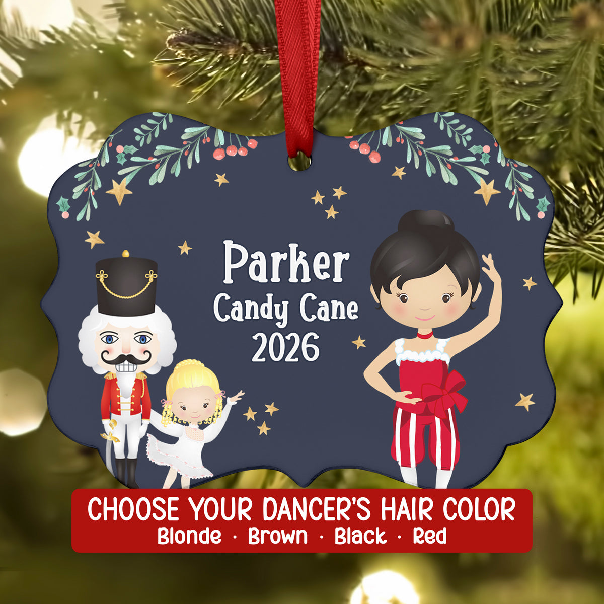 Candy Cane Sweet Peppermint Lead • Nutcracker Christmas Ornament Personalized Custom Holiday Decor Gift Boy Girl Ballerina Ballet