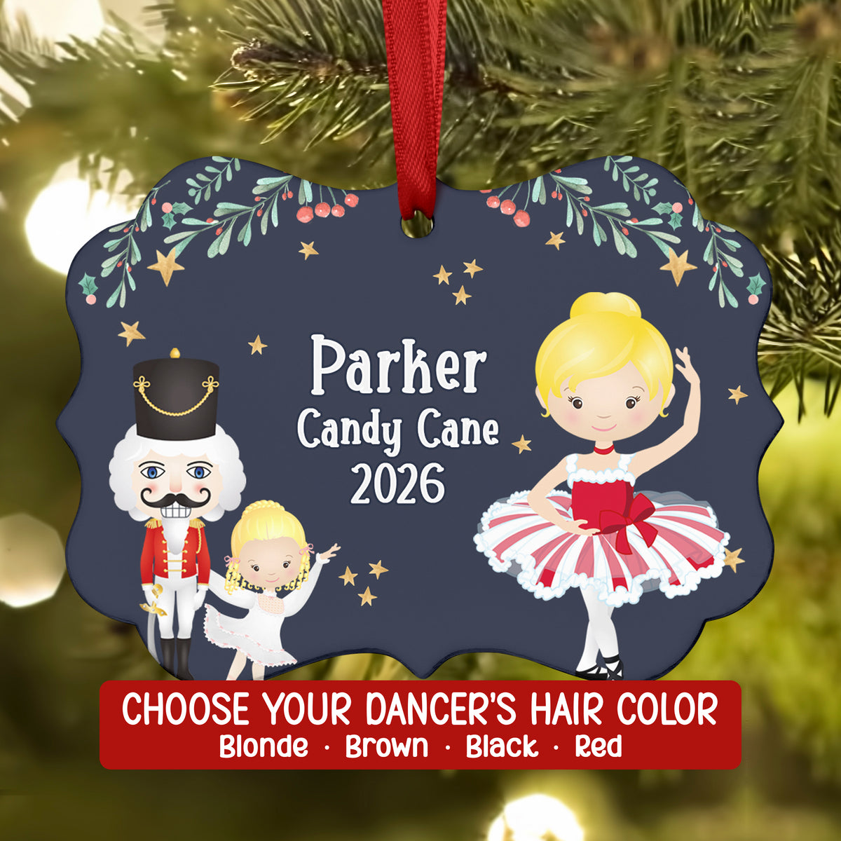 Candy Cane Sweet Peppermint Lead • Nutcracker Christmas Ornament Personalized Custom Holiday Decor Gift Boy Girl Ballerina Ballet