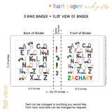 Alphabet Cars Trucks Personalized 2" 3 Ring Binder