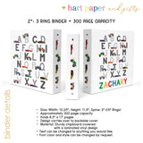 Alphabet Cars Trucks Personalized 2" 3 Ring Binder