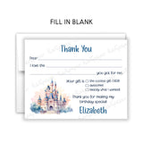 Castle Thank You Note Card Stationery • Fill in Blank, Lined or Blank Cards
