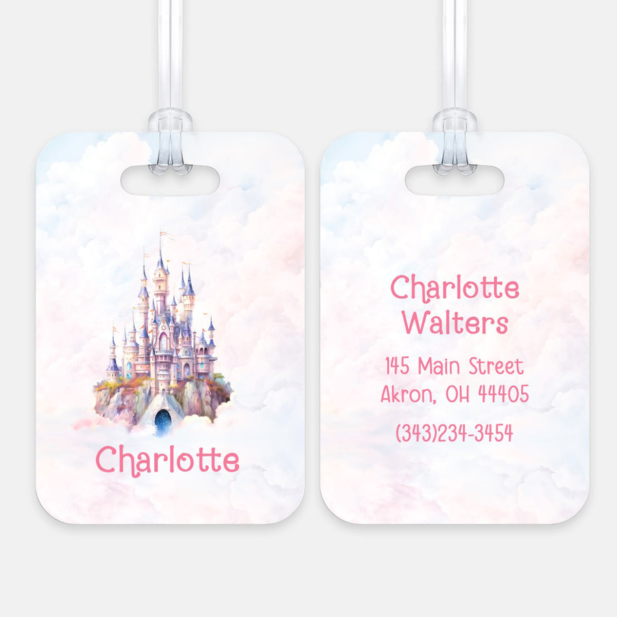 Castle Fairytale Luggage Bag Tag Personalized Custom