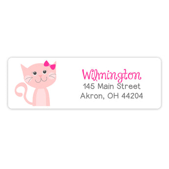 Pink Cat Return Address Labels • Self Adhesive Stickers