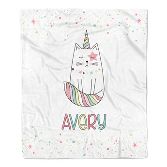 Cat Rainbow Minky Blanket Personalized Custom