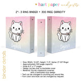Cat Animals Personalized 2" 3 Ring Binder