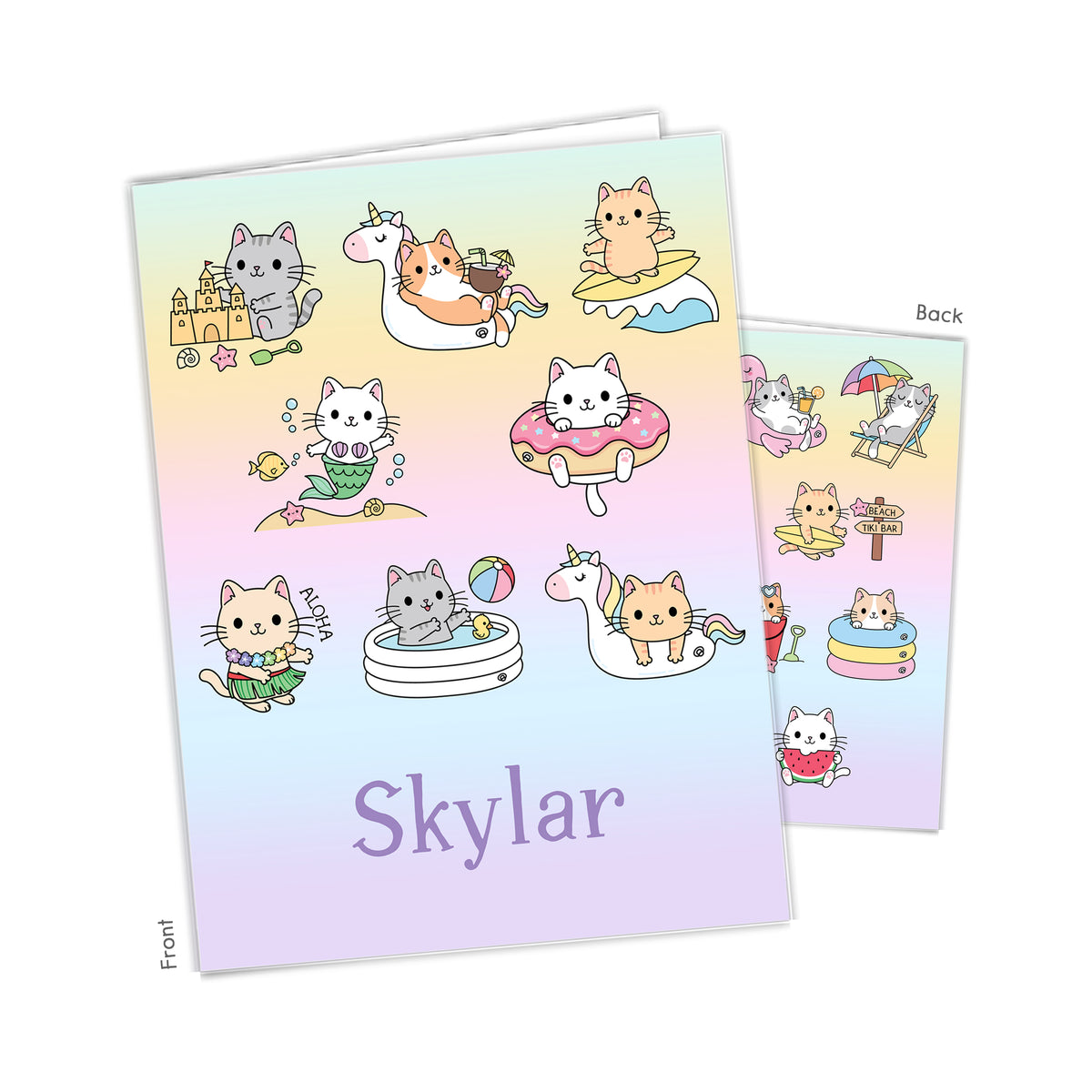 Cat Kitten Rainbow Personalized Custom 2-Pocket Folder • School Office Supplies