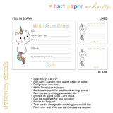 Rainbow Cat Summer Camp Camping Note Cards Stationery • Fill in Blank, Lined or Blank Cards