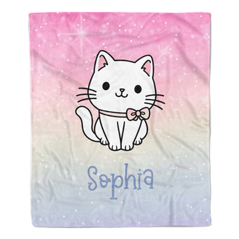 Cat Rainbow Minky Blanket Personalized Custom