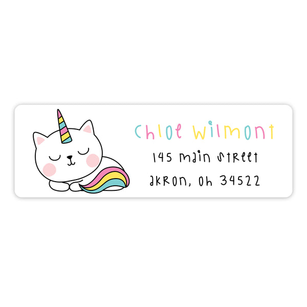 Rainbow Cat Return Address Labels • Self Adhesive Stickers