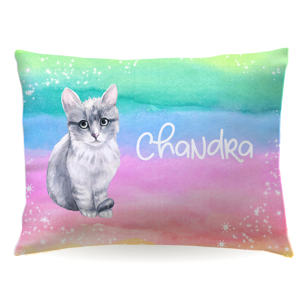 Rainbow Cat Personalized Custom Pillowcase • Standard or Toddler Size
