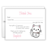 Cat Kitten Thank You Note Card Stationery • Fill in Blank, Lined or Blank Cards