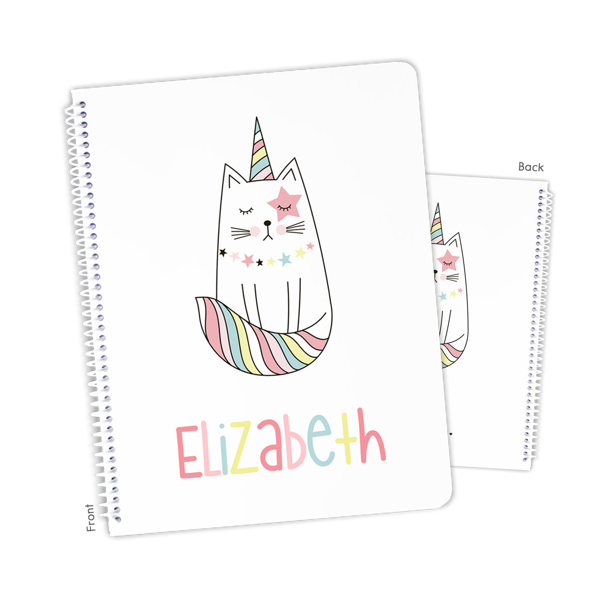 Caticorn Unicorn Cat Personalized Custom Notebook or Sketchbook • School Office Supplies