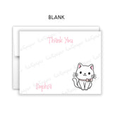 Cat Kitten Thank You Note Card Stationery • Fill in Blank, Lined or Blank Cards