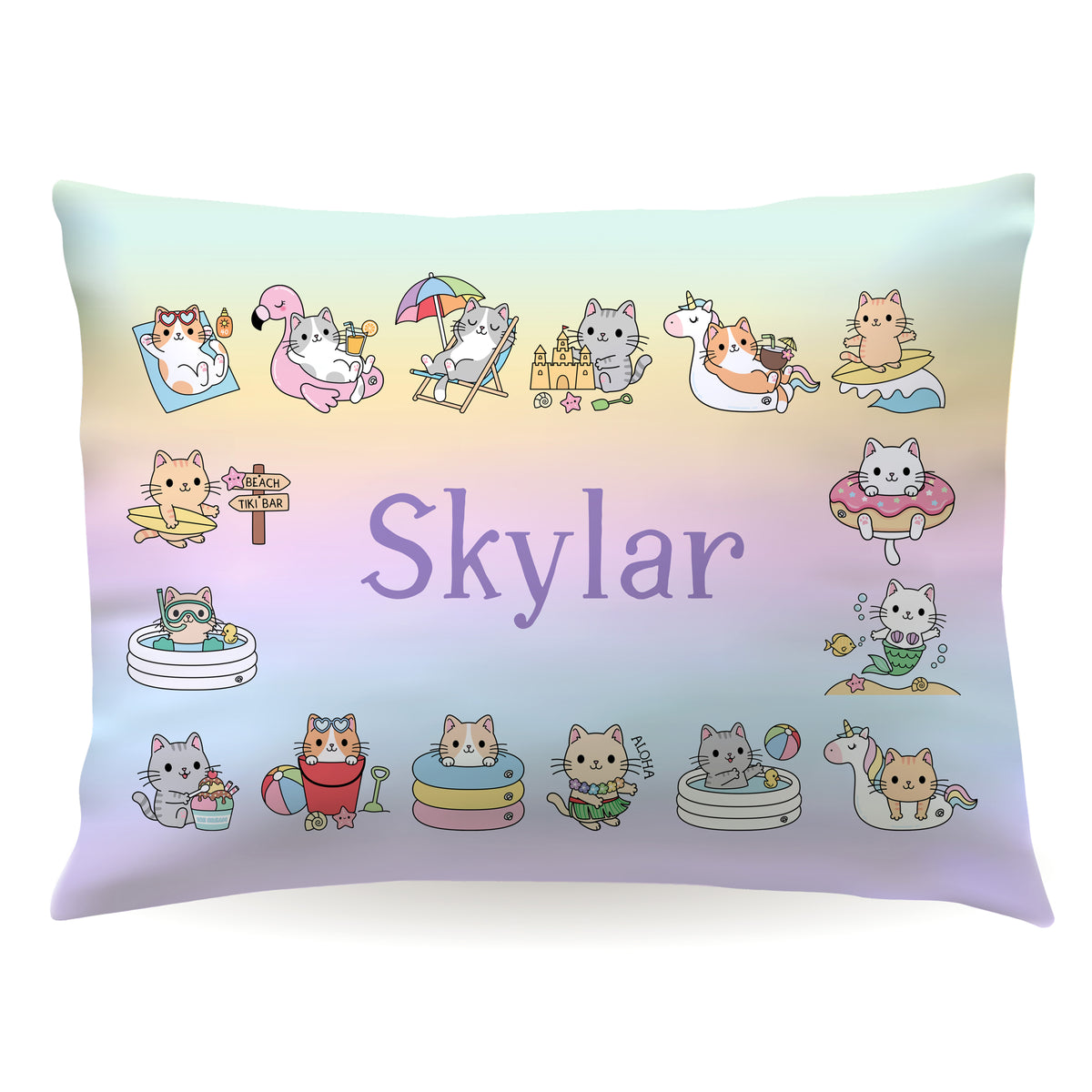Rainbow Cat Personalized Custom Pillowcase • Standard or Toddler Size