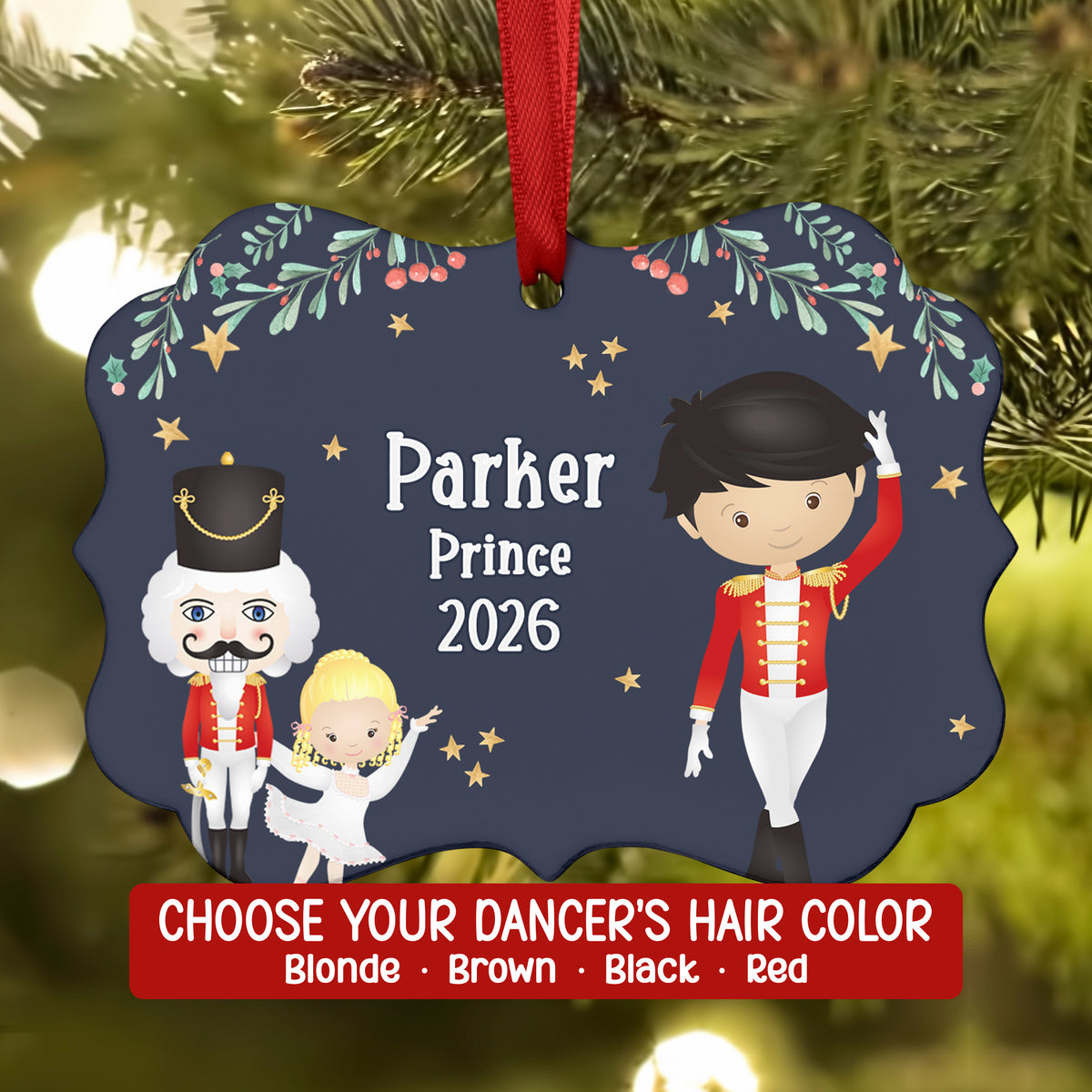 Cavalier Party Boy Girl Teen Hans Fritz Red • Nutcracker Christmas Ornament Personalized Custom Holiday Decor Gift Boy Girl Ballerina Ballet