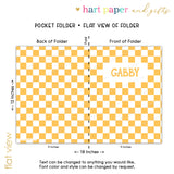 Yellow White Checks Personalized 2-Pocket Folder