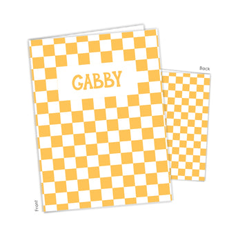 Yellow White Checks Personalized 2-Pocket Folder