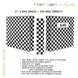Black White Checks Personalized 2" 3 Ring Binder