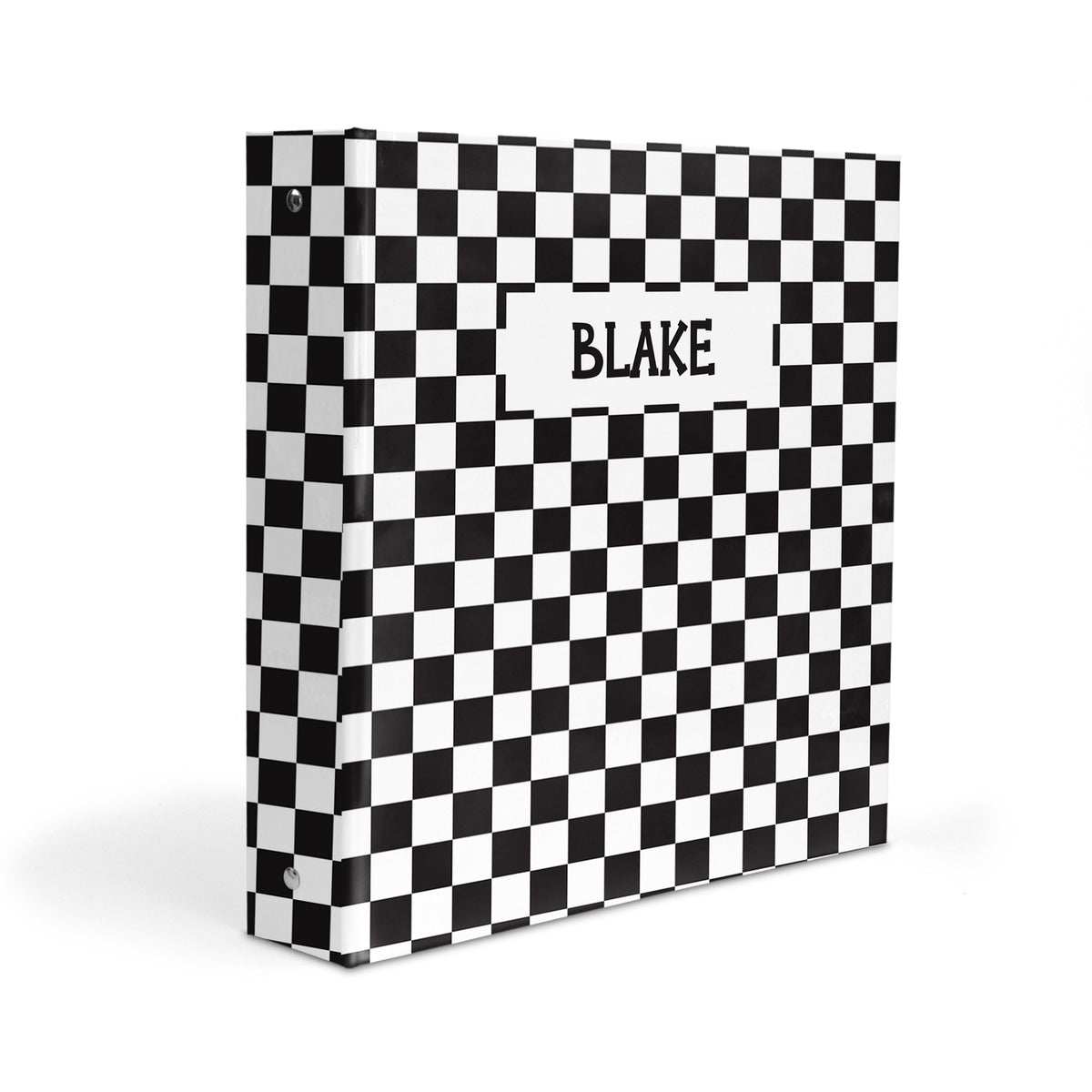 Black White Checks Personalized Custom 2" 3 Ring Binder • School Office Supplies