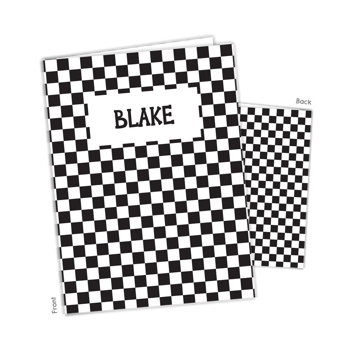 Black White Checks Personalized Custom 2-Pocket Folder • School Office Supplies