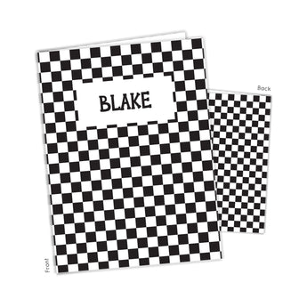 Black White Checks Personalized 2-Pocket Folder