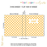 Yellow White Checks Personalized 2" 3 Ring Binder