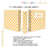 Yellow White Checks Personalized 2" 3 Ring Binder