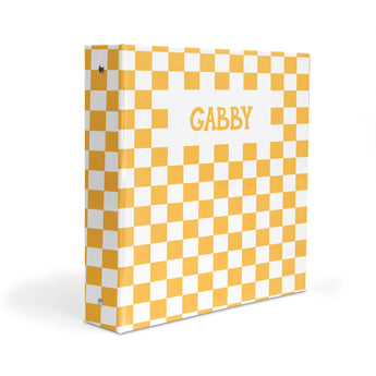 Yellow White Checks Personalized 2" 3 Ring Binder