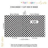 Black White Checks Personalized 2" 3 Ring Binder