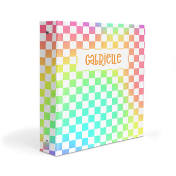 Rainbow Checks Personalized 2" 3 Ring Binder