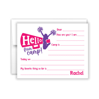 Cheer Sports Summer Camp Camping Note Cards Stationery • Fill in Blank, Lined or Blank Cards