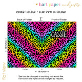 Rainbow Cheetah Animal Print Personalized 2-Pocket Folder