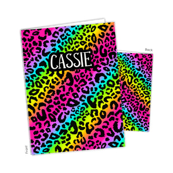 Rainbow Cheetah Animal Print Personalized 2-Pocket Folder