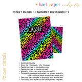 Rainbow Cheetah Animal Print Personalized 2-Pocket Folder