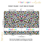 Rainbow Cheetah Animal Print Personalized 2-Pocket Folder