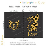 Cheetah Print Cat Personalized 2-Pocket Folder