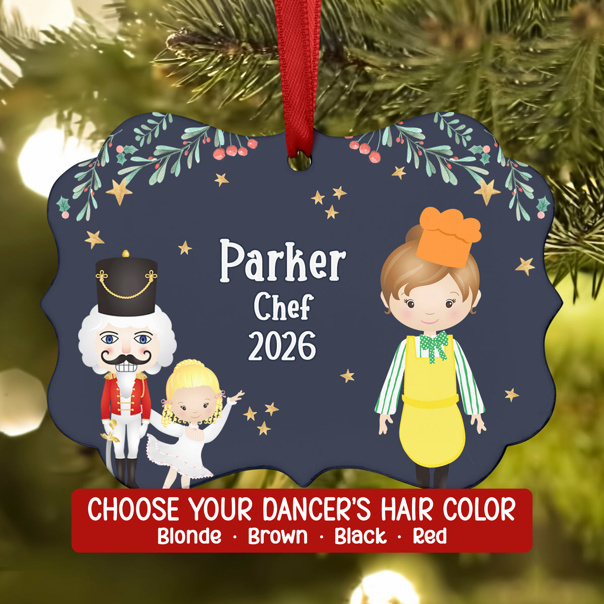 Chef Cook Baker • Nutcracker Christmas Ornament Personalized Custom Holiday Decor Gift Boy Girl Ballerina Ballet