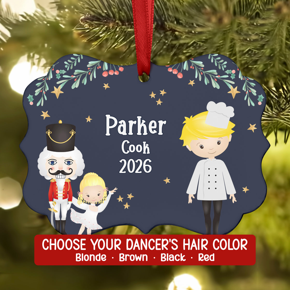 Chef Cook Baker • Nutcracker Christmas Ornament Personalized Custom Holiday Decor Gift Boy Girl Ballerina Ballet