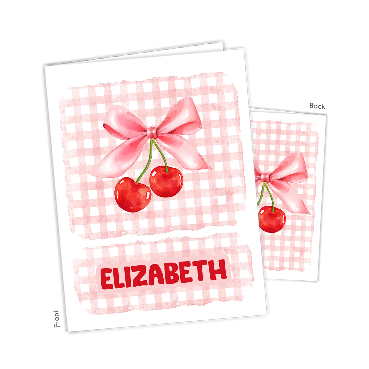 Cherry Cherries Gingham Personalized Custom 2-Pocket Folder • School Office Supplies