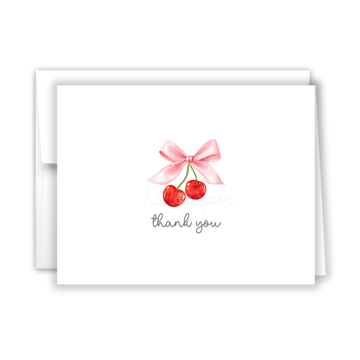 Cherry Coquette Bow Thank You Cards Note Card Personalized Custom Stationery • Flat or Folded