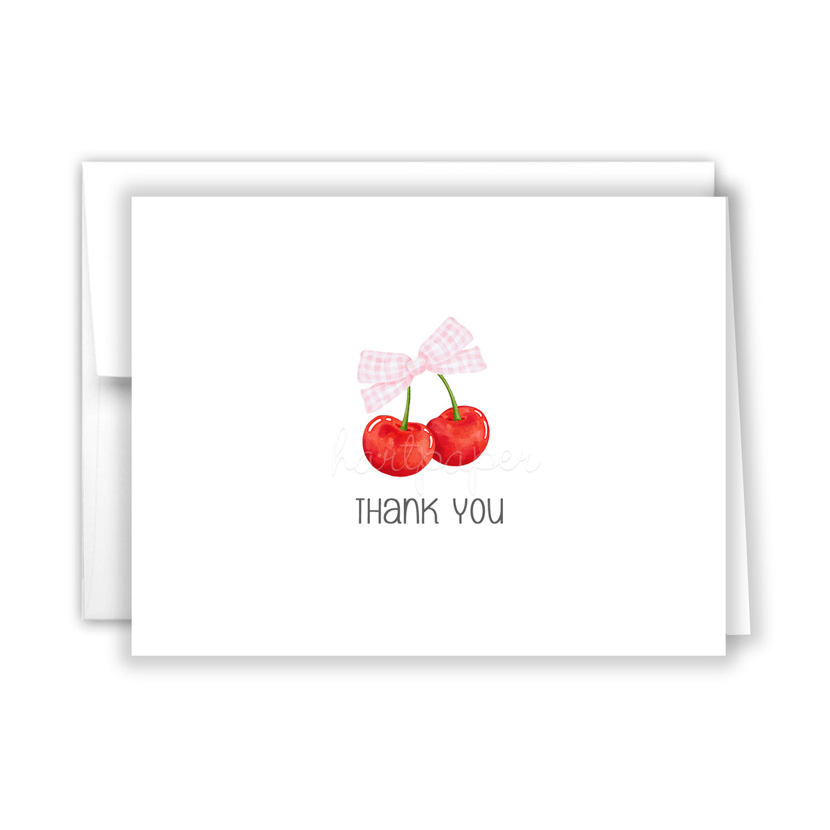 Cherry Coquette Bow Thank You Cards Note Card Personalized Custom Stationery • Flat or Folded