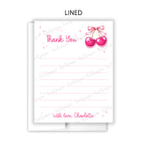 Cherry Thank You Note Card Stationery • Fill in Blank, Lined or Blank Cards