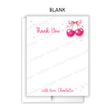 Cherry Thank You Note Card Stationery • Fill in Blank, Lined or Blank Cards