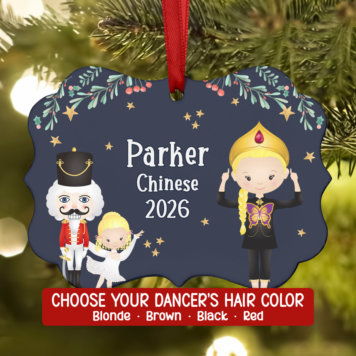 Chinese Tea China Corps Lead • Nutcracker Christmas Ornament Personalized Custom Holiday Decor Gift Boy Girl Ballerina Ballet