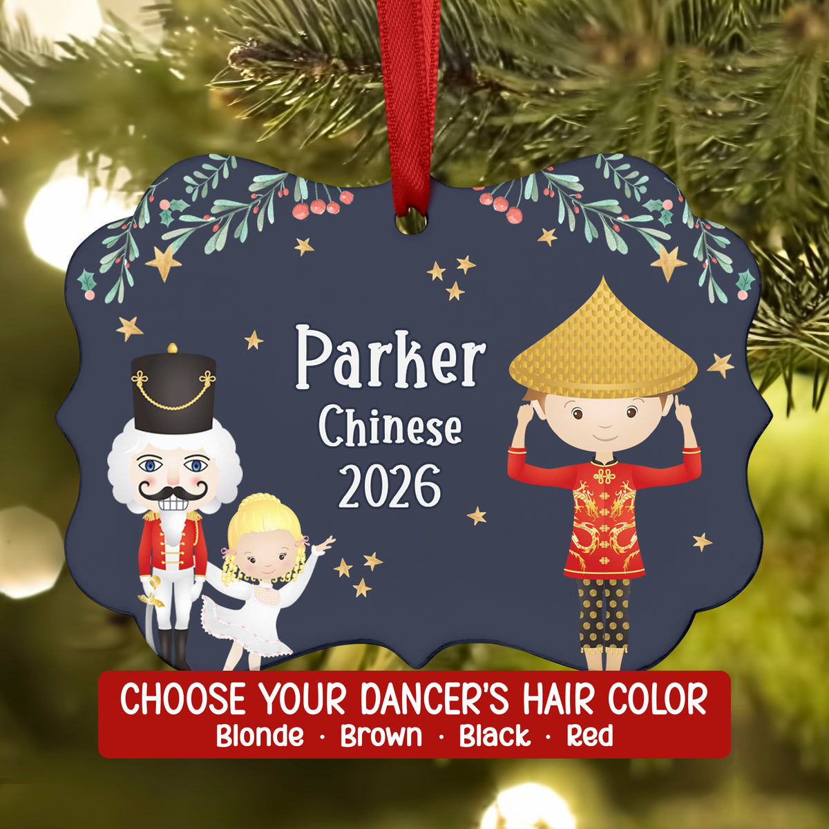 Chinese Tea China Corps Lead • Nutcracker Christmas Ornament Personalized Custom Holiday Decor Gift Boy Girl Ballerina Ballet